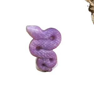 Wholesale of natural crystal exquisite snake carving green aventurine lepidolite pieces for people who love snakes