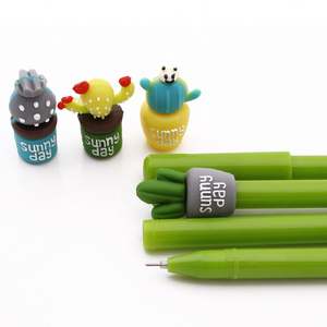 Papelería Coreana, Bolígrafo Creativo de Colores con Diseño de Cactus en Maceta, con Logotipo - Product Image 3