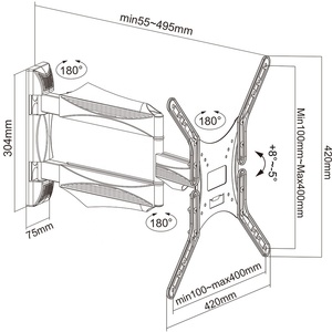 <span class=keywords><strong>Support</strong></span> <span class=keywords><strong>mural</strong></span> articulé à mouvement complet <span class=keywords><strong>pour</strong></span> écrans plats incurvés de 17 à 60 pouces <span class=keywords><strong>Support</strong></span> pivotant Extension de bras inclinable <span class=keywords><strong>pour</strong></span> supports de télévision - Product Image 2