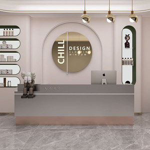 Escritorio Minimalista de Lujo en Acero Inoxidable para Salón de Belleza, Peluquería, Estudio de Yoga, Tienda de Ropa y Pequeño Bar o Recepción - Product Image 1