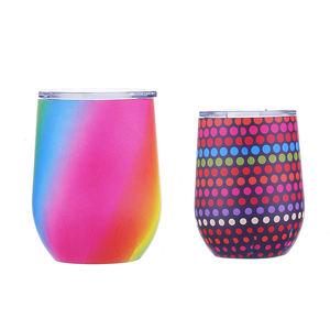 Mejor venta de alta calidad promoción termo de café taza 12oz Stemless copas de vino vaso con tapa con logotipo impreso - Product Image 4