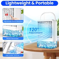 Mini ventilateur de brouillard d'eau de refroidisseur d'air par évaporation avec 3 vitesses Cool Mist Romantic Lights Climatiseur portable