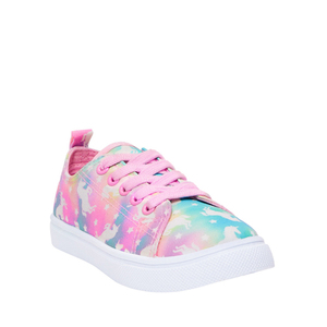 Pastel <b>Rainbow</b> Unicorn Print Low <b>Top</b> Canvas Shoes Pink Lace Up Casual Sneakers For Daily Outdoor Wear - Product Image 2