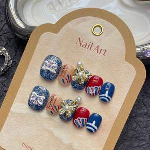 Diseño #1207 Año Nuevo chino Danza del <span class=keywords><strong>león</strong></span> Regalo pintado a mano Cubierta completa Prensa hecha a mano en juego de <span class=keywords><strong>uñas</strong></span> postizas artificiales falsas para manicura - Product Image 1