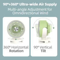 Ventilador de Escritorio AntarcChill con Luz Nocturna, 4 Velocidades, Recargable, Circulador de Aire, Montaje en Pared de 360 Grados, Ventilador con Batería Extraíble