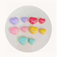 Abalorios de resina con forma de corazón, cabujones de resina de comida estilo macaron, suministros para slime, cabujones de resina plástica para manualidades