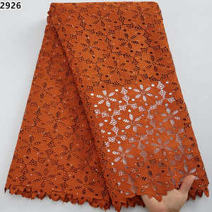 2926 blanco puro blanco piedras pesadas tela de encaje africano bordado Cordón de guipur Soluble en agua cordones para Brials boda y tela - Product Image 4