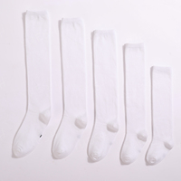 Chaussettes décontractées pour filles en spandex/coton, écologiques, respirantes, absorbant la transpiration, hauteur genou, couleur unie blanche