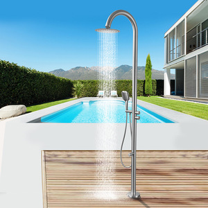 Colonne <span class=keywords><strong>de</strong></span> douche en acier inoxydable brossé pour extérieur, eau chaude et froide, piscine, certifiée CE SASO UPC, modèle HW2301 - Product Image 1