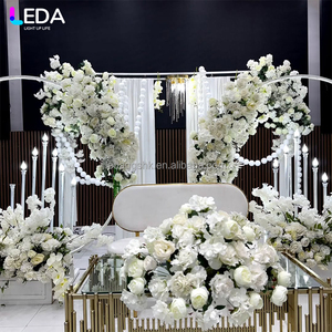 LEDA Wedding <b>Party</b> & Banquet Events Decor Modern White Frame <b>Backdrop</b> Stand Round Hanging Flower Metal <b>Backdrop</b> - Product Image 4