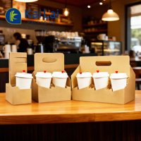 Porte-gobelet en papier biodégradable écologique avec poignée pour boissons chaudes de taille 2/4, café et thé, construction solide