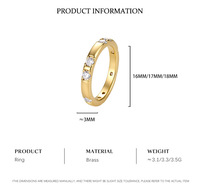 Bague en laiton plaqué or 14 carats en promotion |   Bague éternité avec pierres facettées blanches |   Bague empilable minimaliste pour femmes