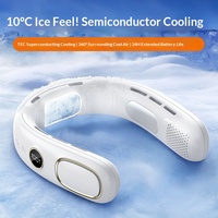 Ventilateur de cou sans pales professionnel rechargeable, flux d'air à 360°, affichage numérique intelligent, refroidissement semi-conducteur, jet d'air personnel portable