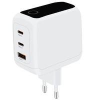 Pengisi Daya Cepat GaN 140W OEM Colokan EU 3 Port USB C PD Adapter dengan Tampilan Daya Real-Time untuk Laptop Tablet Smartphone