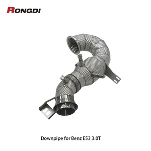 High Flow Exhaust Downpipe for Mercedes Benz M256 GT50 GT53 E53 3.0T 2019+ Heat Shield With Resonator Pipe - Product Image 2