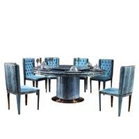 Ensemble de 6 chaises et table à manger en marbre, au design contemporain, luxueuse et populaire
