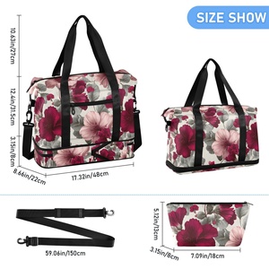 Hawaii Puakenikeni Custom Large Waterproof Polyester <b>Storage</b> Luggage Duffel Fitness Portable Travel Bag With Makeup Pouch - Product Image 3