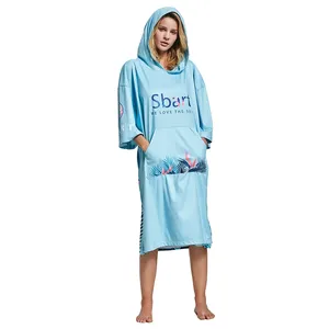 Poncho Towel Adult Hooded Bathrobe Quick-Drying Bath Towel Cloak Diving Dressing Cloak Windproof Bathrobe for Beach Surf Swim