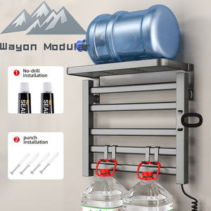 Sèche-serviettes électrique chauffant Wayon Luxury Smart, noir mat, avec minuterie LED et étagère pour salle de bain moderne - Product Image 3