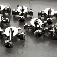 Válvula Manual de Acero Inoxidable Sanitario de Alta Calidad, de 3 Vías, con Conexión Tri-Clamp, SS304/SS316L, con Sello de Silicona para Agua