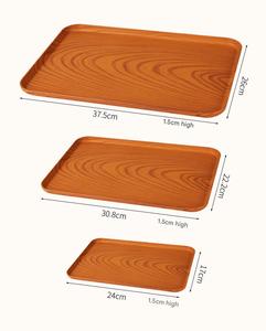 Commercial Grade Large <strong>Rectangular</strong> Wood Grain <strong>Serving</strong> Tray Food-Grade PP Tray for Cafe Desserts Afternoon Tea Modern - Product Image 3