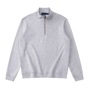 Pullover <span class=keywords><strong>Polo</strong></span> mezza cerniera all'ingrosso 100% cotone personalizzato con logo manica lunga lavorato a maglia <span class=keywords><strong>felpe</strong></span> di design in bianco per gli uomini di alta qualità - Product Image 3
