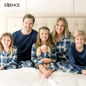 Conjunto de pijama familiar de algodón viscoso, manga larga, a juego, personalizado