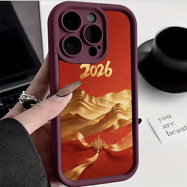 Lucky Gold 2026 Letter Print Ladder Lens Style Shockproof TPU Mobile Phone Cover Case for Iphone 11 12 13 14 15 16 17 18 Pro Max