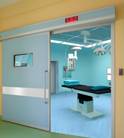 Porte automatique à double battant en acier inoxydable pour salle d'opération et bloc opératoire médical
