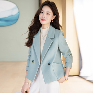 Women's Blazer Solid Color Polyester Anti-Wrinkle Pocket Casual Workwear - Product Image 2