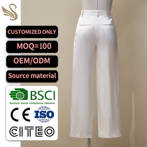 <span class=keywords><strong>Pantaloni</strong></span> da donna personalizzati a vita alta, dritti, in <span class=keywords><strong>velluto</strong></span>, casual, traspiranti, antipiega, tinta unita, <span class=keywords><strong>con</strong></span> tasche posteriori, OEM/ODM - Product Image 2