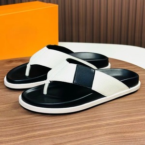 Luxury High-End Men's Evergreen Anti-Slip Casual Slippers Genuine Leather Slip-On <b>Sandals</b> Summer Footwear Designer for Slipper - Product Image 6