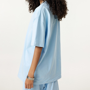 T-shirt décontracté en coton lourd 305 GSM, tricoté, tons terreux, coupe oversize, manches courtes, unisexe, streetwear - Product Image 4