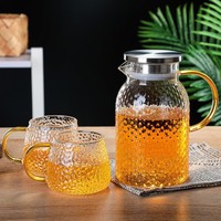 Lot de tasses à eau grande capacité en verre borosilicate haute résistance avec texture martelée, théière résistante à la chaleur pour eau froide – Vente en gros fabricant