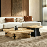 Table basse irrégulière en bois massif de luxe léger, ensemble de tables basses modernes et minimalistes de designer pour petit salon