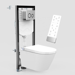 Juego <span class=keywords><strong>de</strong></span> inodoro inteligente montado en la pared moderno con control remoto <span class=keywords><strong>de</strong></span> cisterna oculta diseño <span class=keywords><strong>de</strong></span> ahorro <span class=keywords><strong>de</strong></span> espacio <span class=keywords><strong>de</strong></span> descarga <span class=keywords><strong>de</strong></span> gravedad para Baño - Product Image 2