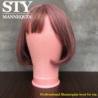 Support de mannequin en toile bleu clair et rose, tête de perruque, accessoires pour perruque, tête de mannequin factice pour perruques