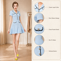 Nouvelle Collection 2026 – Robe Tricotée Slim Femme avec Col Chemise et Volants – Modèles Été Tendance