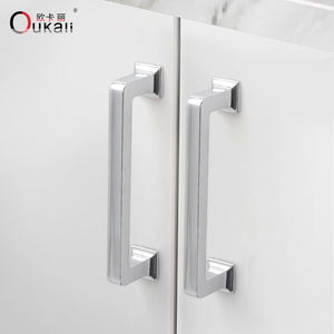 Oukali 하이 퀄리티 현대 가구 캐비닛 핸들 주방 욕실 솔질 황동 5 인치 매트 블랙 서랍 손잡이 - Product Image 6