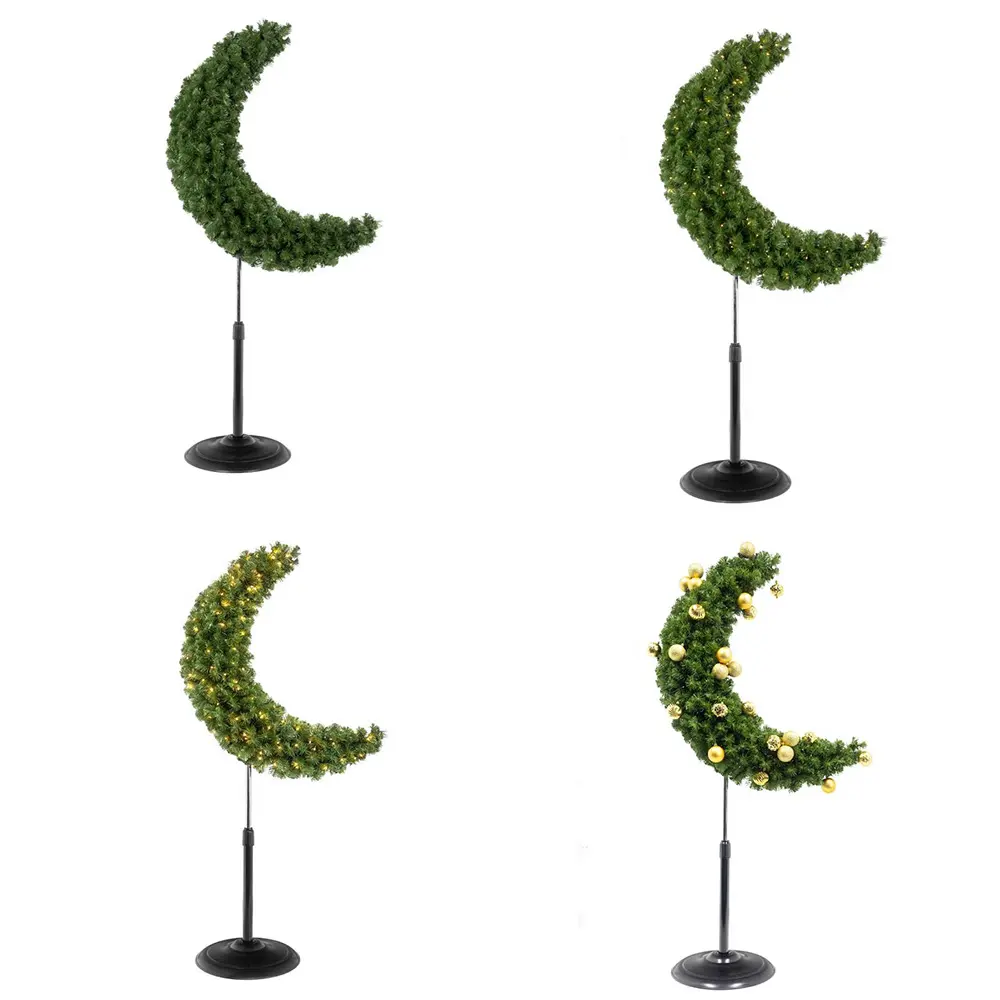 Kunden spezifische Weihnachts-Eid-Dekorationen künstlicher Pre-LED-Mondform-Baum mit Lichtern