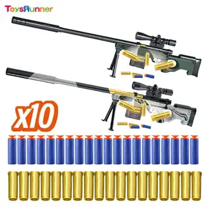 Plastic Shell Ejecting Soft Bullet Gun Toy Air Soft Shooting Long-Range Electric Assemble Toy Gun Set Soft Bullet Gun For Adults