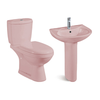 Nigéria Ghana pas cher lavage deux pièces toilette articles sanitaires placard à eau bleu rose WC toilettes cuvette piédestal bassin ensemble