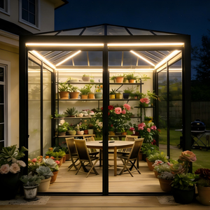 Serre en verre moderne pour résidence, abri en verre, gazebo, véranda, petit système de pergola inclinée en aluminium avec verre trempé - Product Image 1