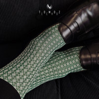 Calcetines de Vestir de Lujo para Hombre, 240N, Algodón Mercerizado, Diseño Geométrico Jacquard, Antibacterianos, para Ejecutivos, con Logotipo Personalizado