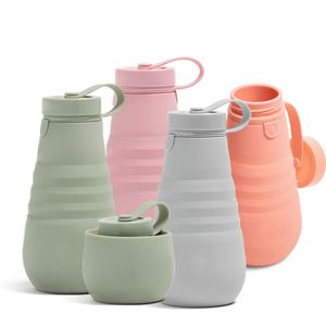 20oz Collapsible Silicone <b>Water</b> <b>Bottle</b> for Travel Hiking Camping Portable Leakproof BPA-Free <b>Foldable</b> Sports <b>Bottle</b> - Product Image 3