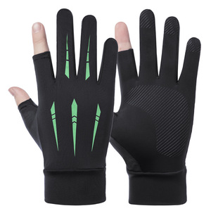 Autonomy Gants de protection solaire en soie glacée pour hommes, demi-doigts, respirants, antidérapants, pour la conduite, le cyclisme, la pêche, le travail de livraison, taille unique - Product Image 1