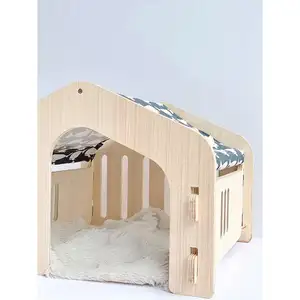애완 동물 침대 개집 나무 범용 집 고양이 둥지 실내 및 실외 작은 개 테디 Bichon 개집