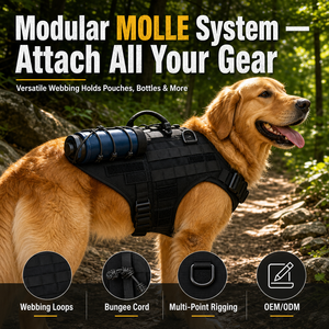 Arnés Táctico para Perro de Servicio, Doble Capa, Resistente al Desgaste, con Agarre de Goma MOLLE, 900D Oxford, Directo de Fábrica - Product Image 1