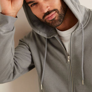 Sweat à capuche surdimensionné en molleton 100% coton, écologique, noir, fermeture éclair, épaules tombantes, tissu lourd, pour homme - Product Image 4