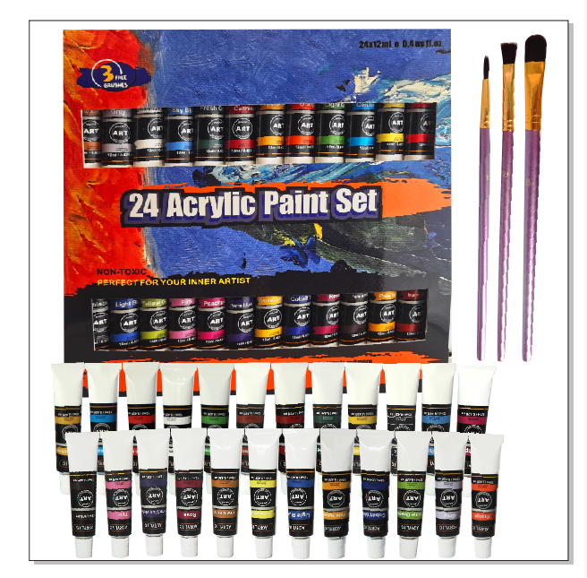 Wholesales Acrylic Paint 24 Colors 12ml